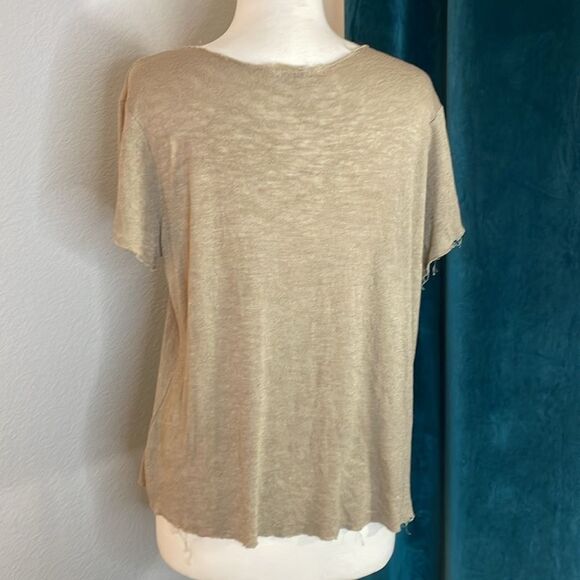 M//C taupe short sleeve top | size M - Picture 5 of 6